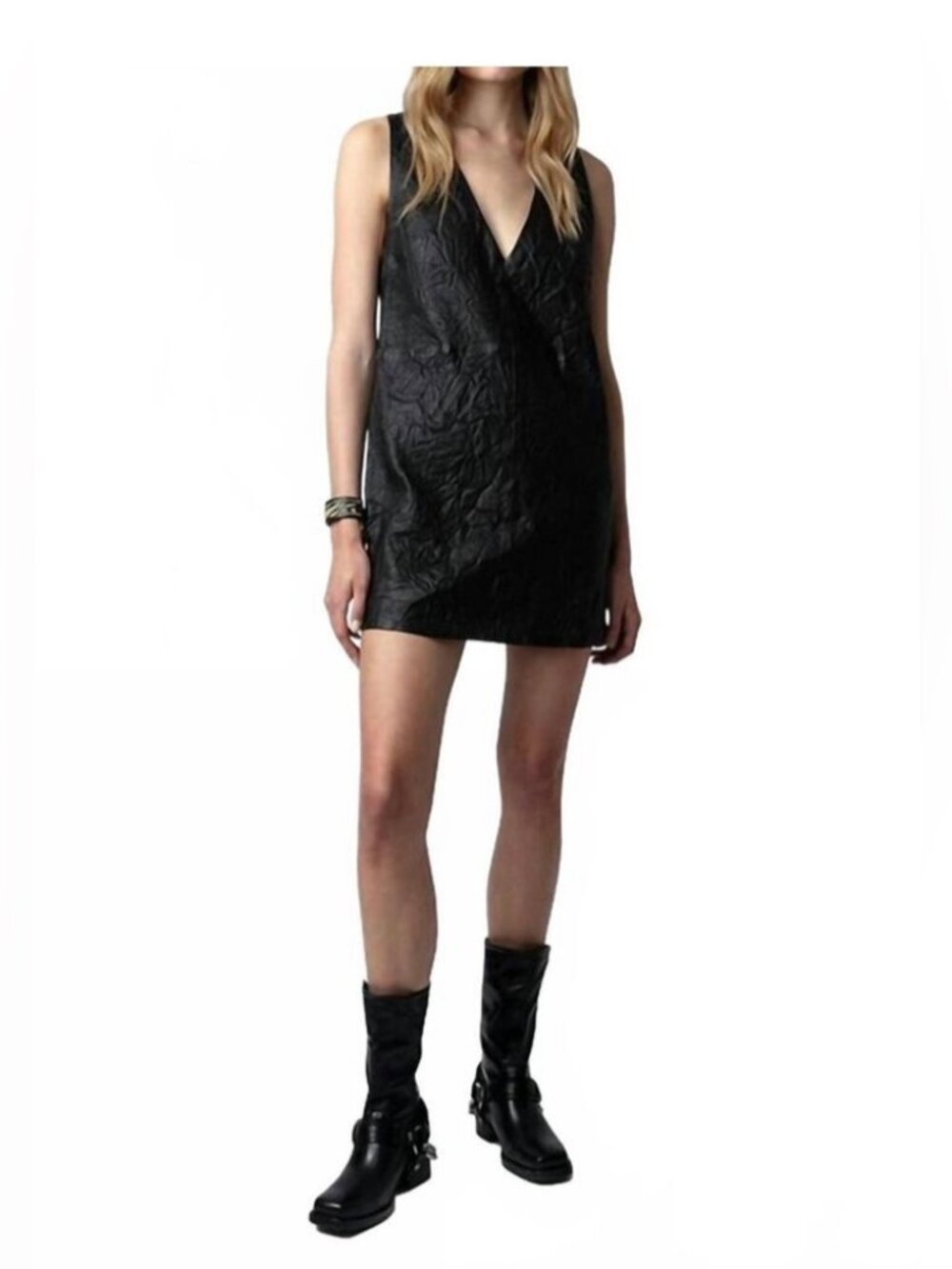 Share Zadig & Voltaire V-neck Tank Leather Minidress Size Large ($898 retail)